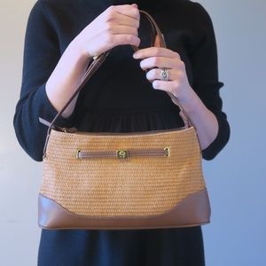 Etienne Aigner Jute & Leather Shoulder Bag